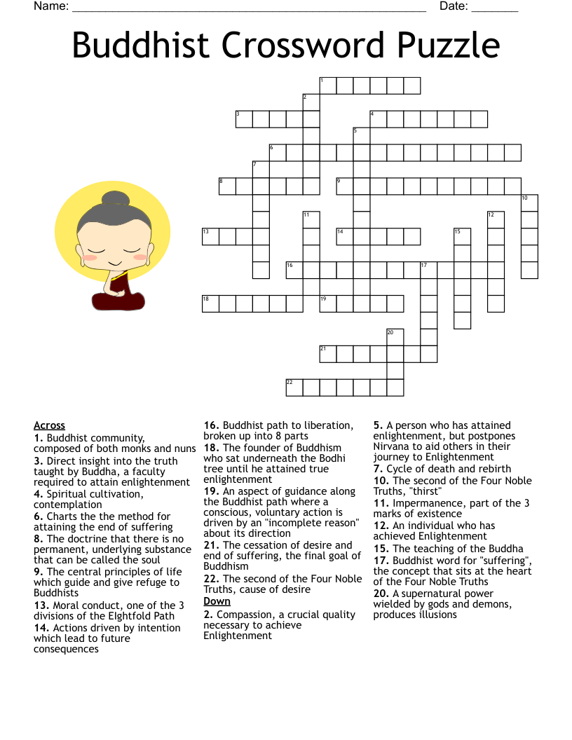 Buddhist Crossword Puzzle