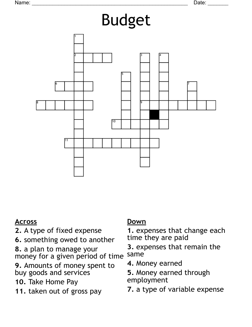Budget Crossword