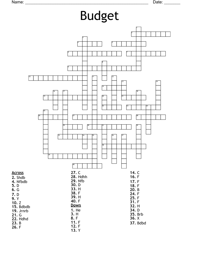 Budget Crossword