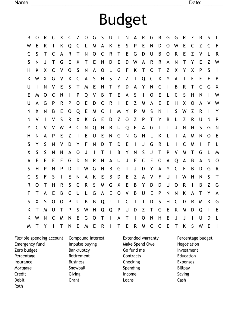 Budget Word Search