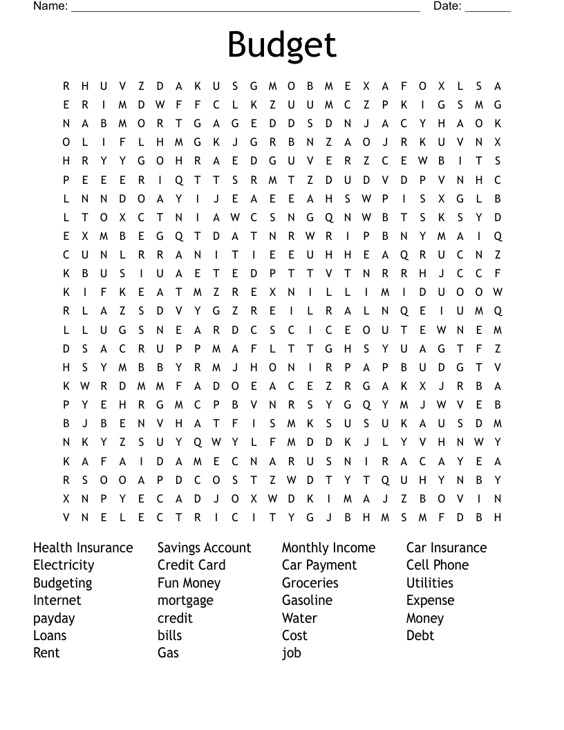 Budget Word Search