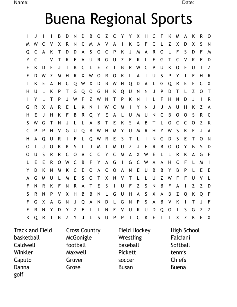 Buena Regional Sports Word Search