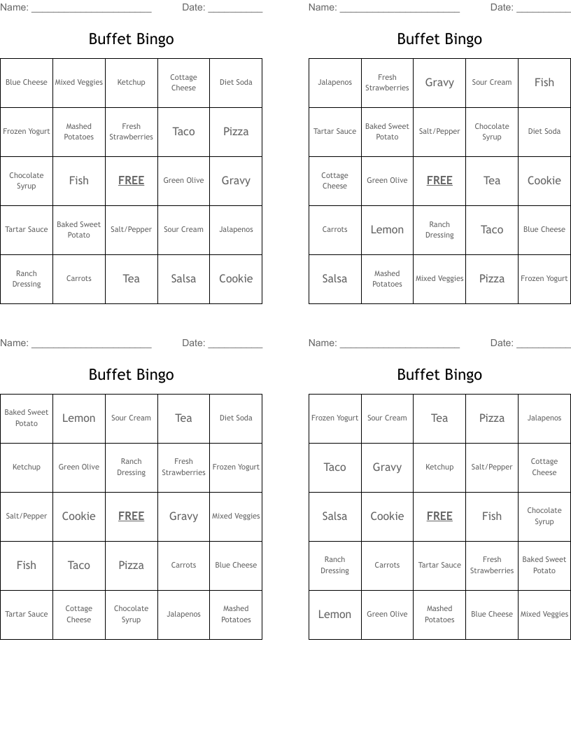 Buffet Bingo