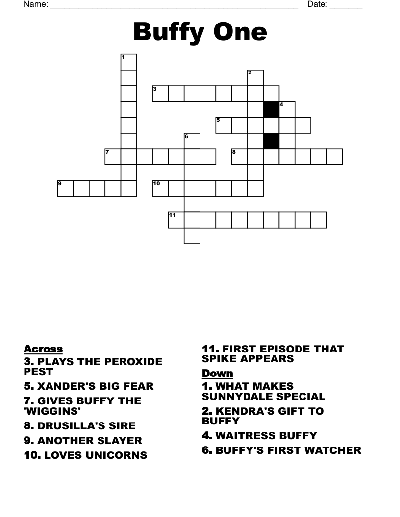 Buffy One Crossword