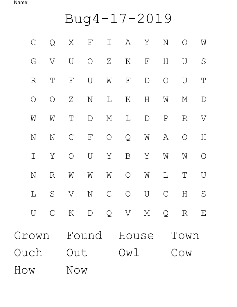 Bug4-17-2019 Word Search