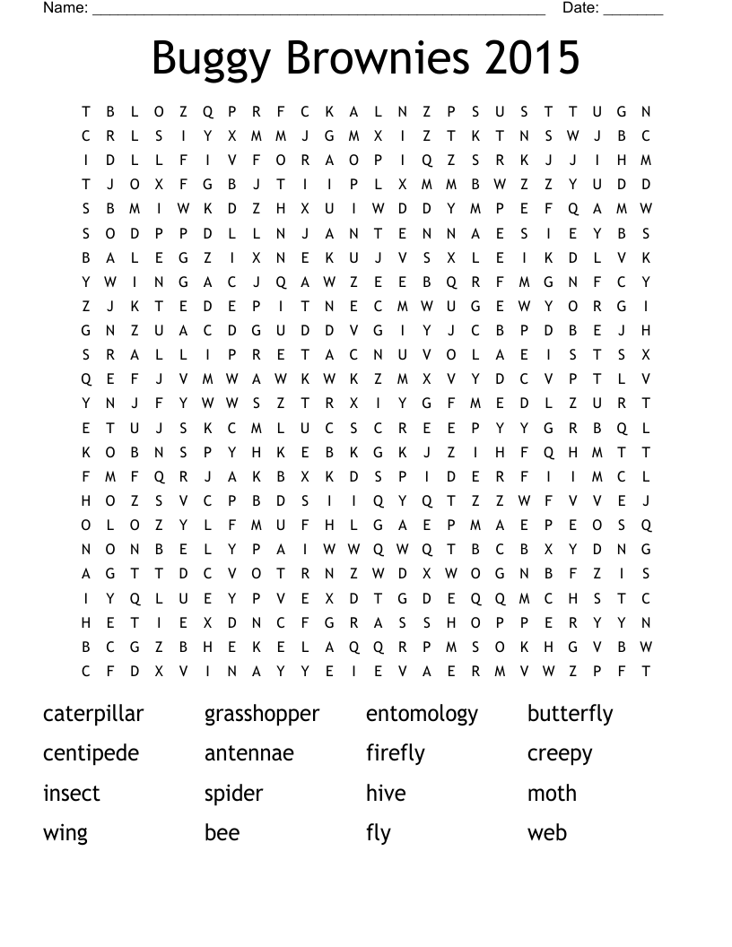 Buggy Brownies 2015 Word Search