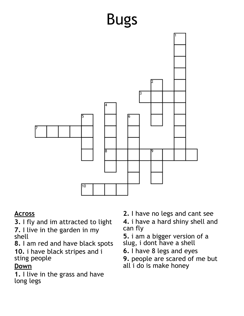 Bugs Crossword