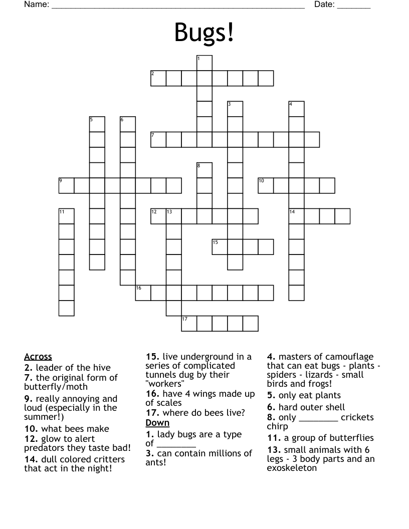 Bugs! Crossword