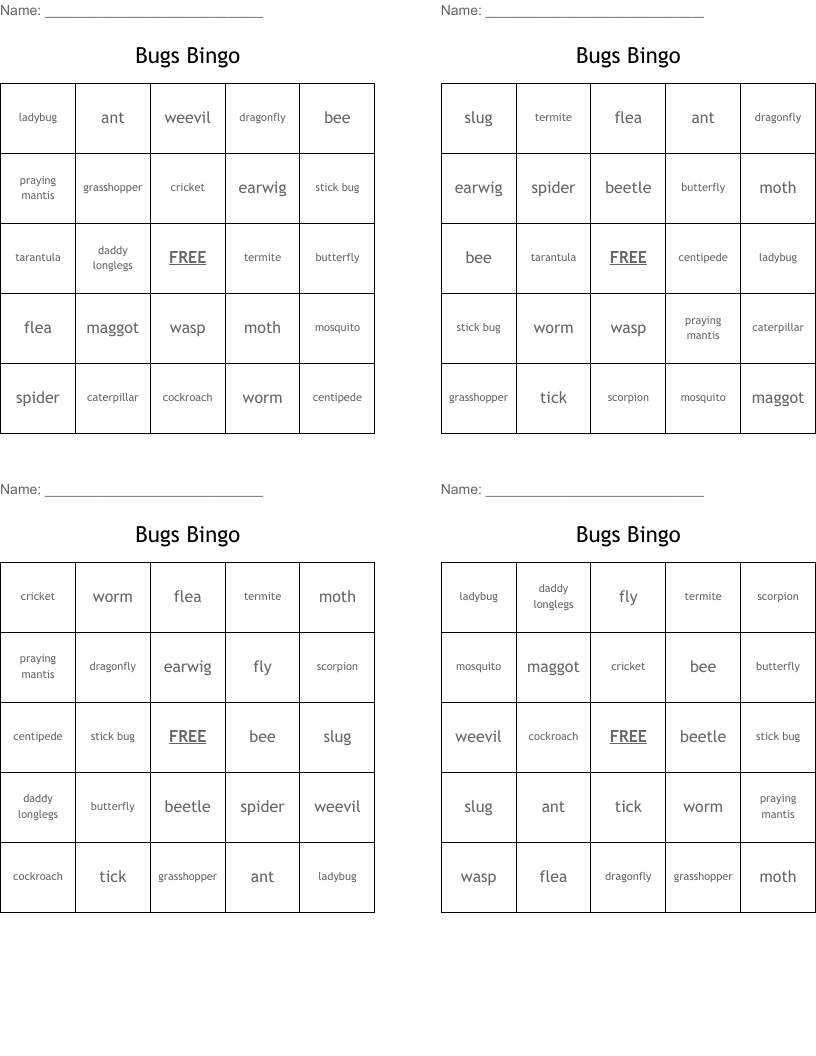 Bugs Bingo