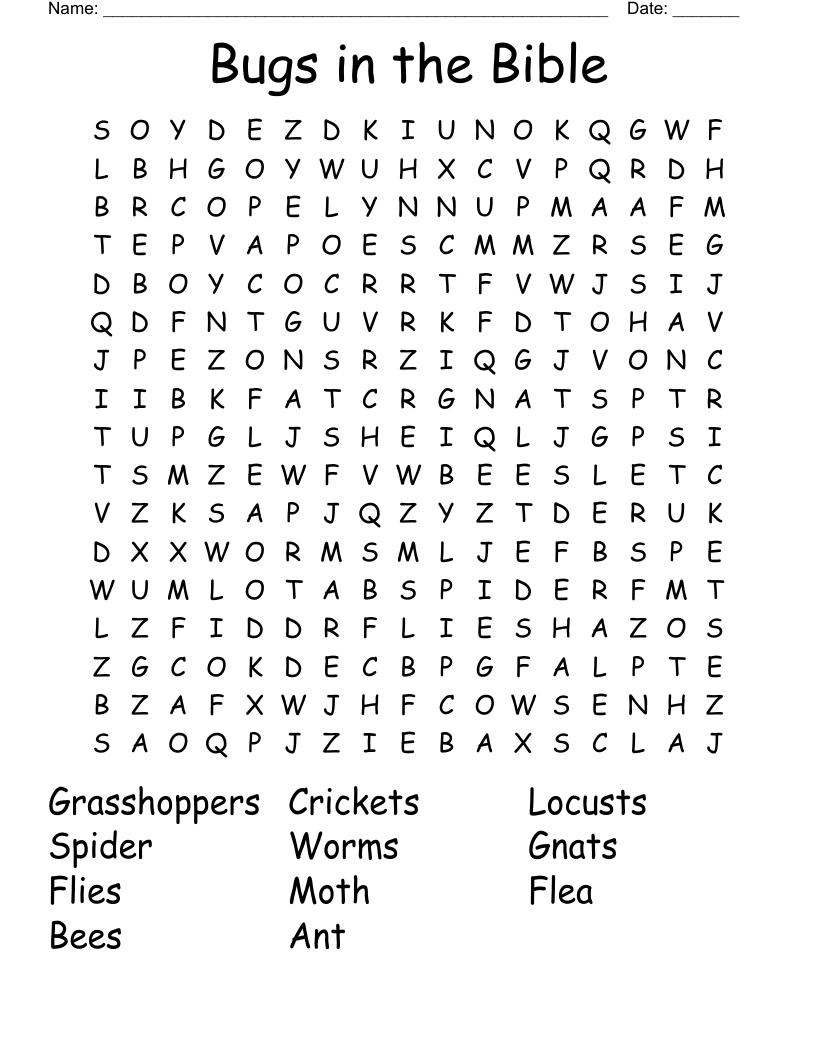 Bugs in the Bible Word Search
