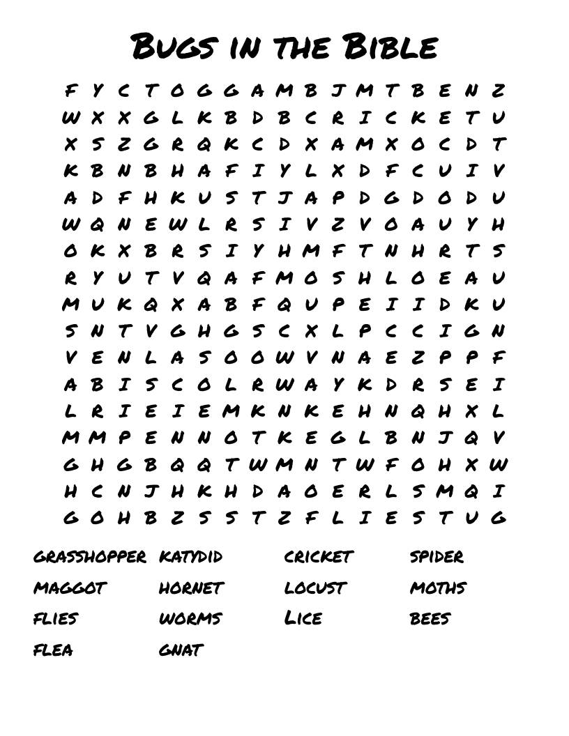 Bugs in the Bible Word Search
