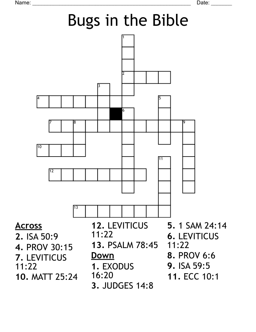 Bugs in the Bible Crossword