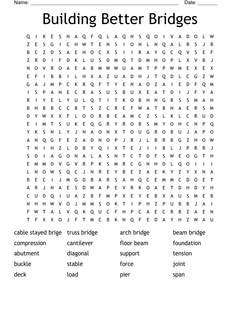 Building Better Bridges Word Search