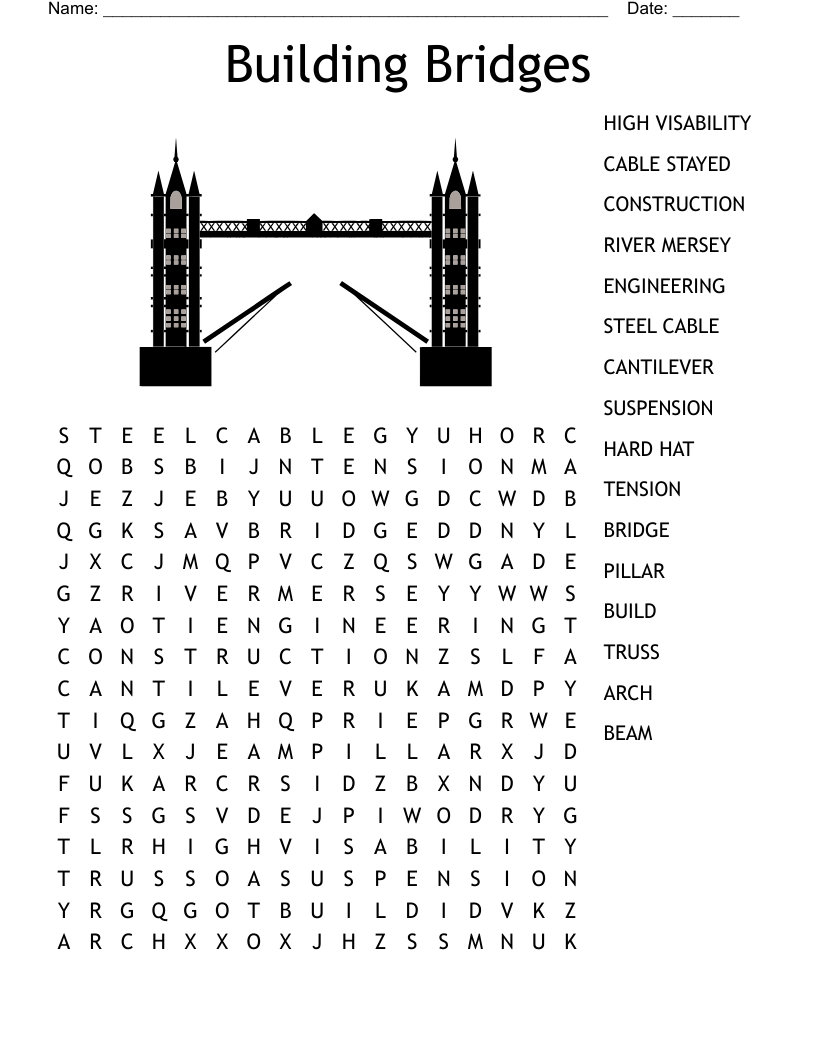 Building Bridges Word Search