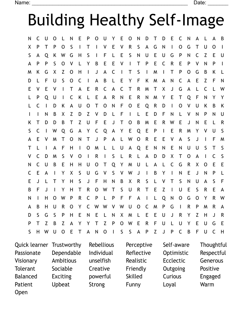 Building Healthy Self-Image Word Search