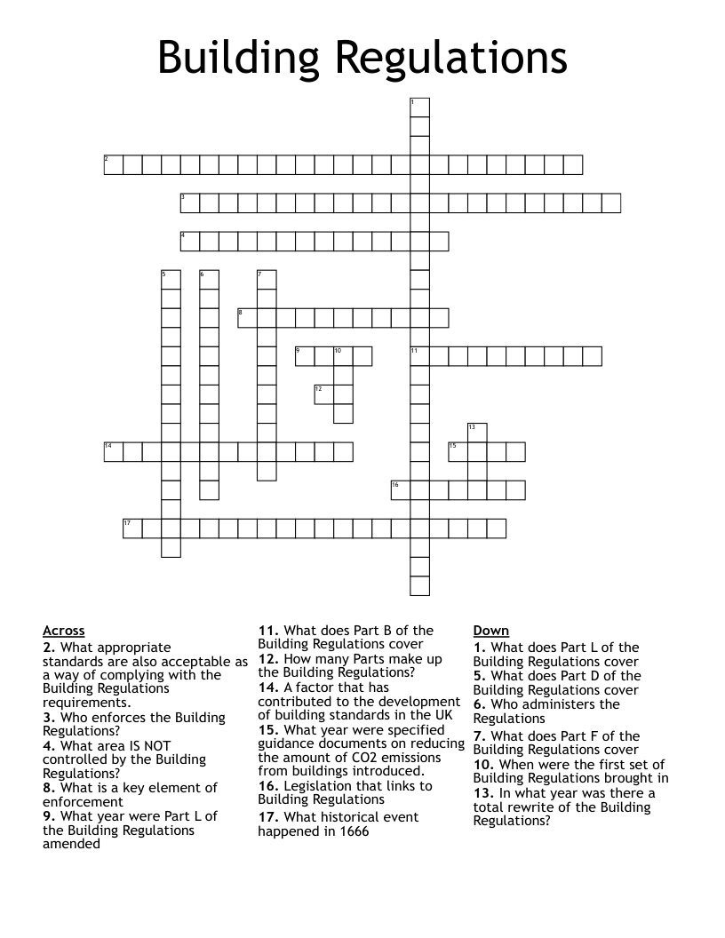 Building Regulations Crossword