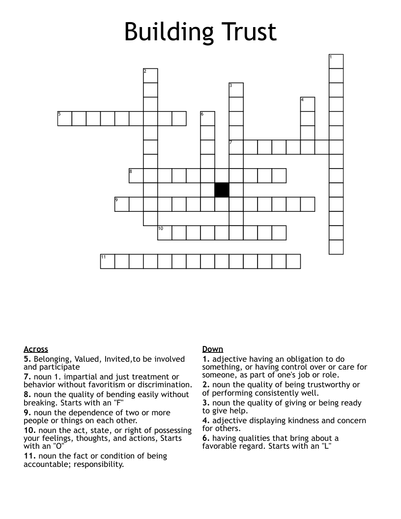 Building Trust Crossword