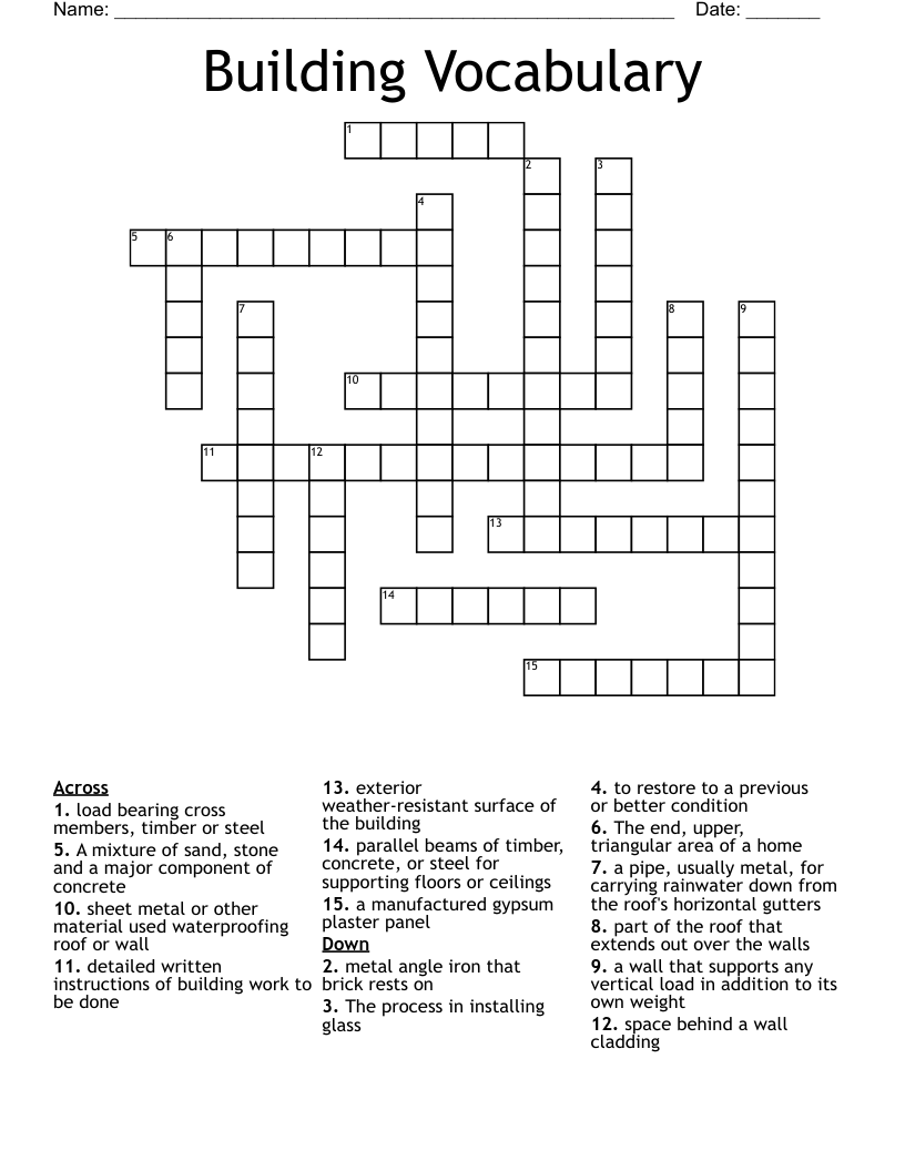 Building Vocabulary Crossword