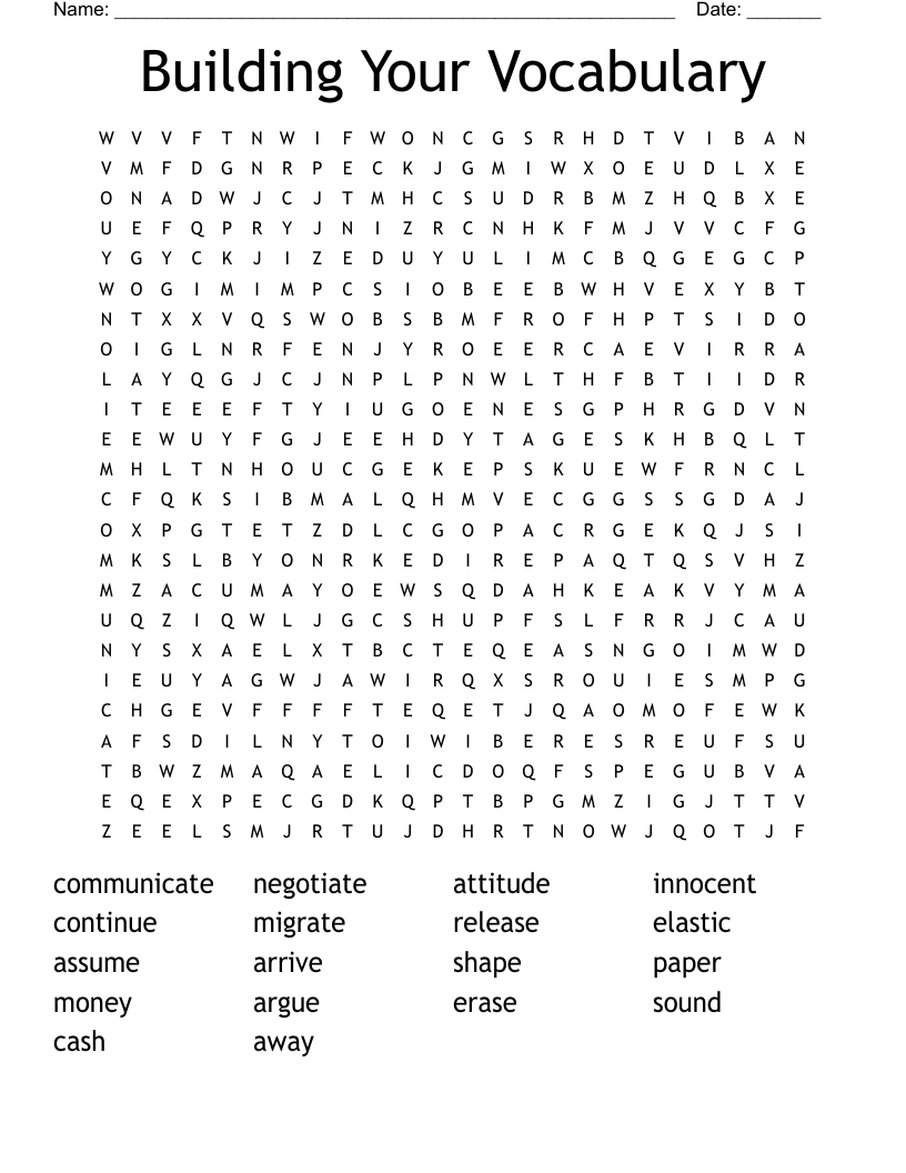 Building Your  Vocabulary Word Search