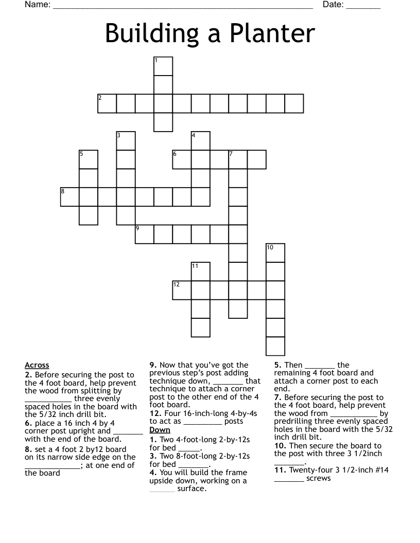 Building a Planter Crossword