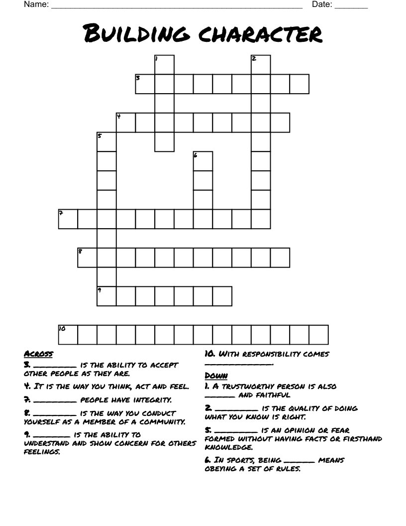 Building character Crossword