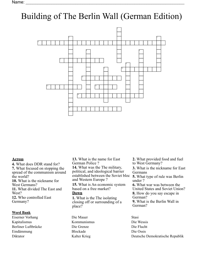 Building of The Berlin Wall (German Edition) Crossword