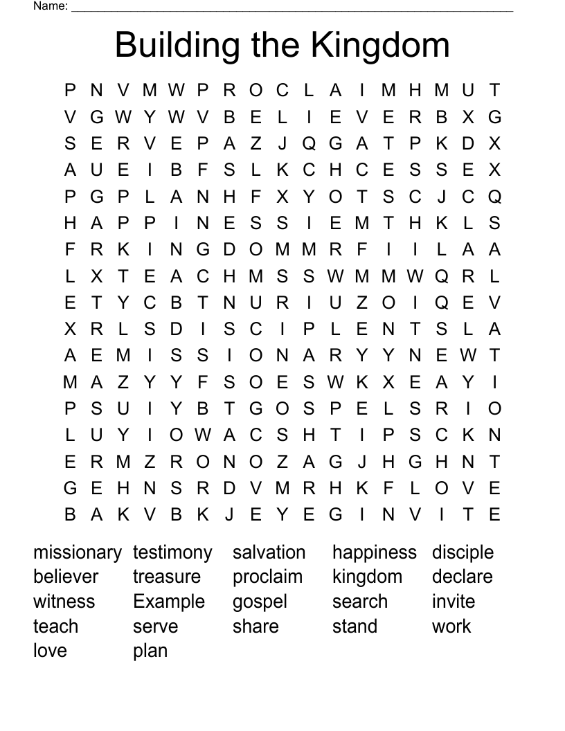 Building the Kingdom Word Search