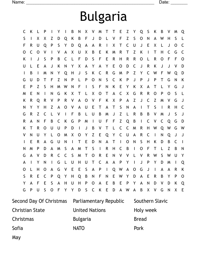 Bulgaria Word Search