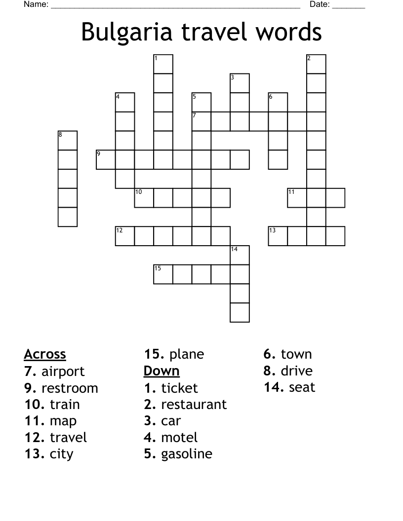 Bulgaria travel words Crossword