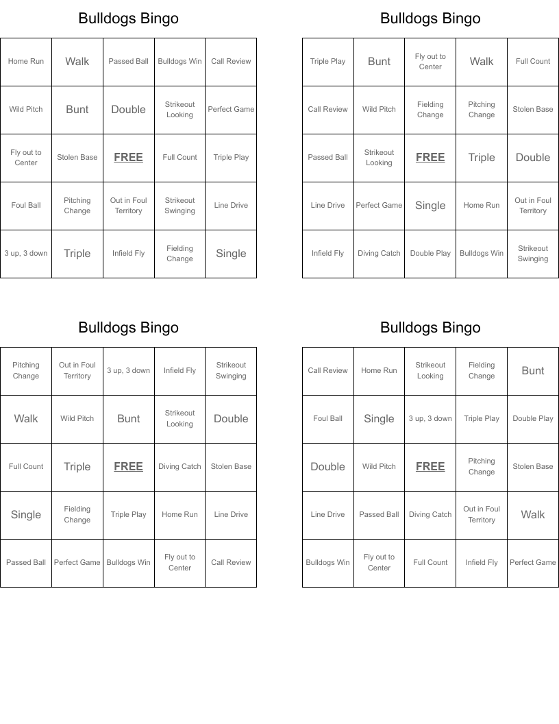 Bulldogs Bingo