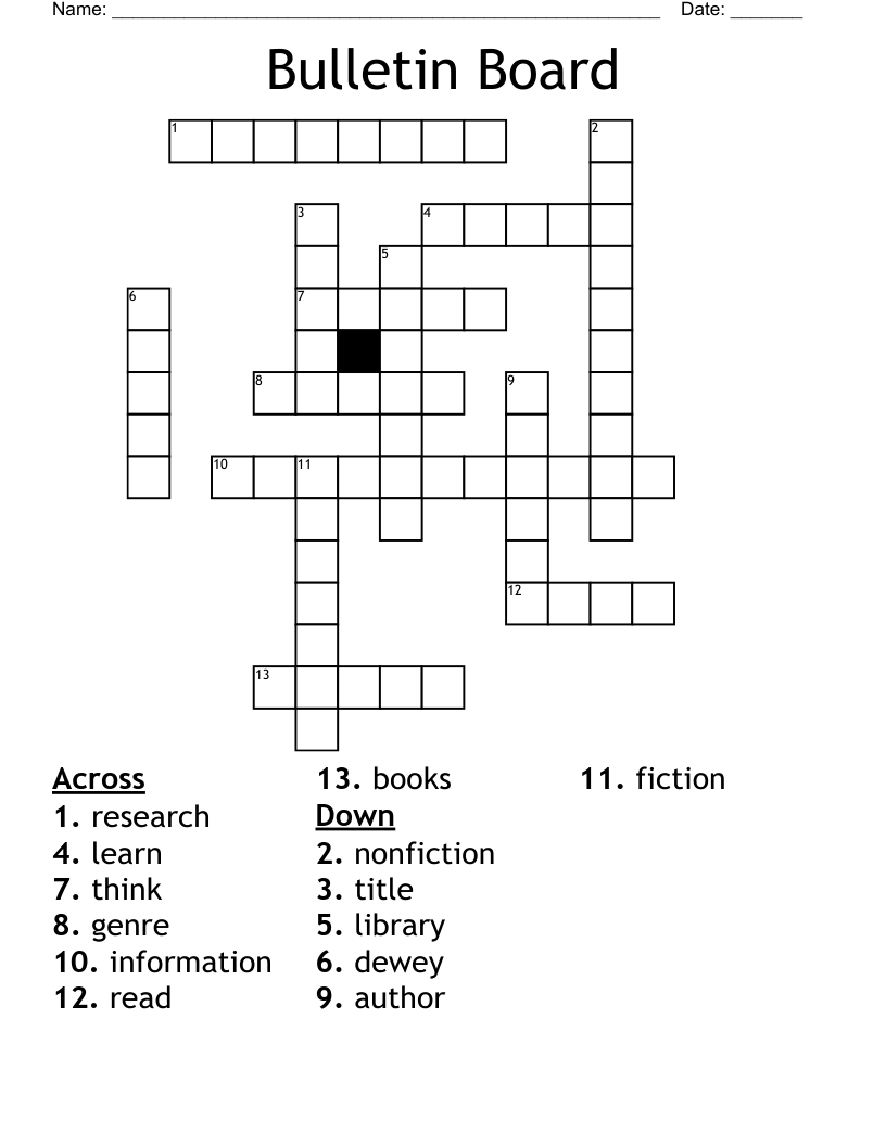 Bulletin Board Crossword