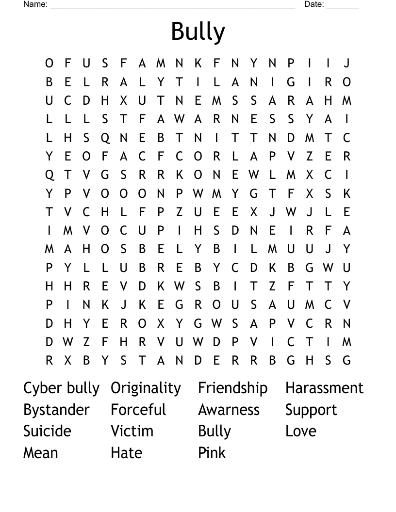 Bully Word Search