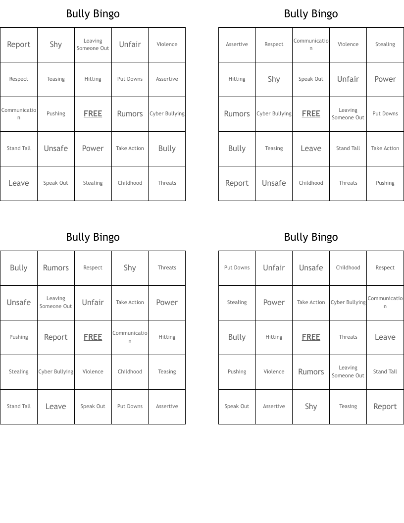 Bully Bingo