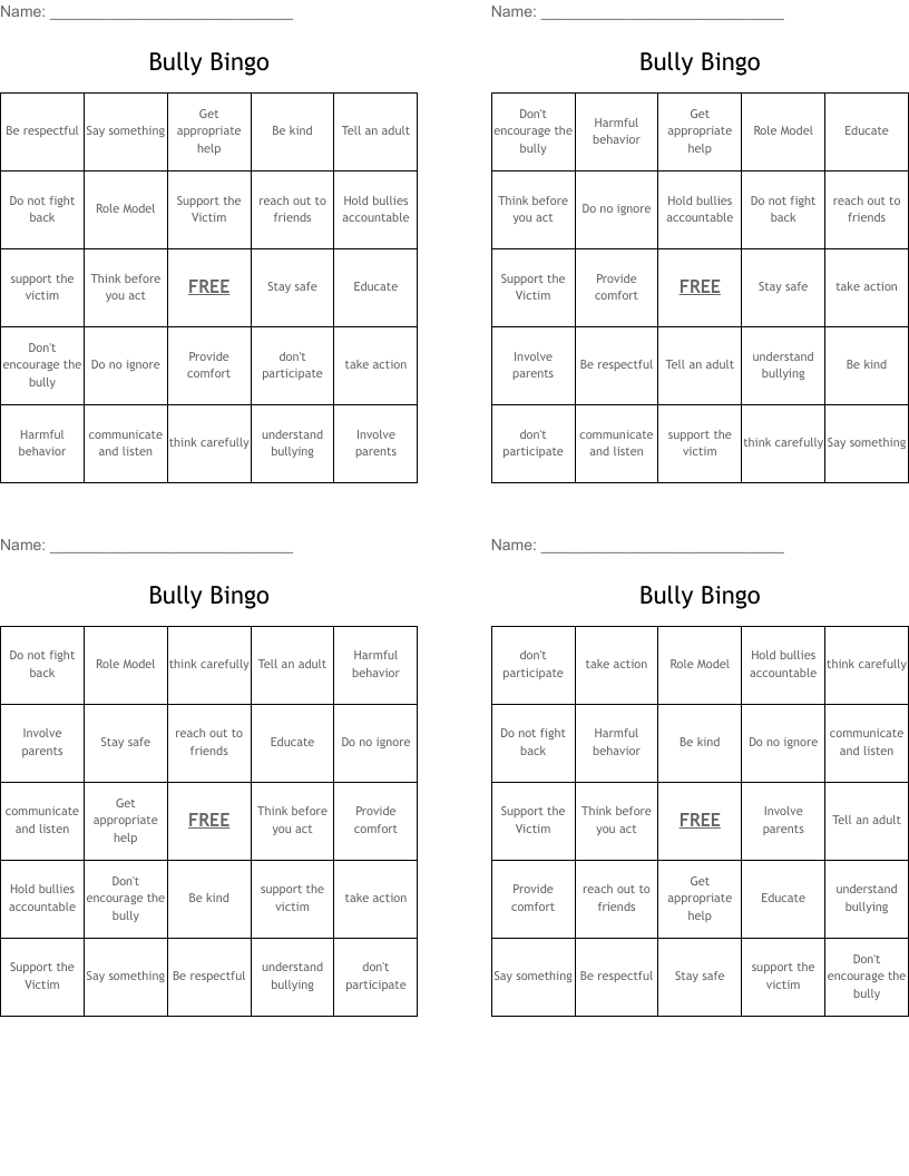 Bully Bingo 