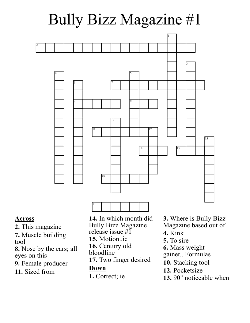 Bully Bizz Magazine #1 Crossword