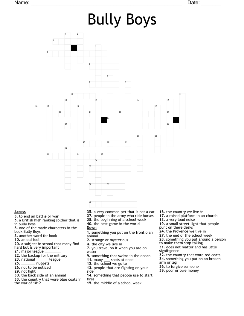 Bully Boys Crossword