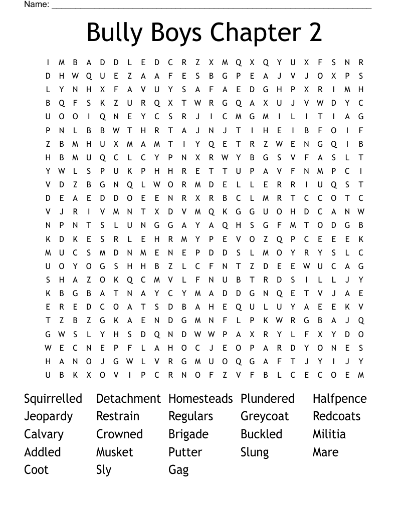 Bully Boys Chapter 2 Word Search