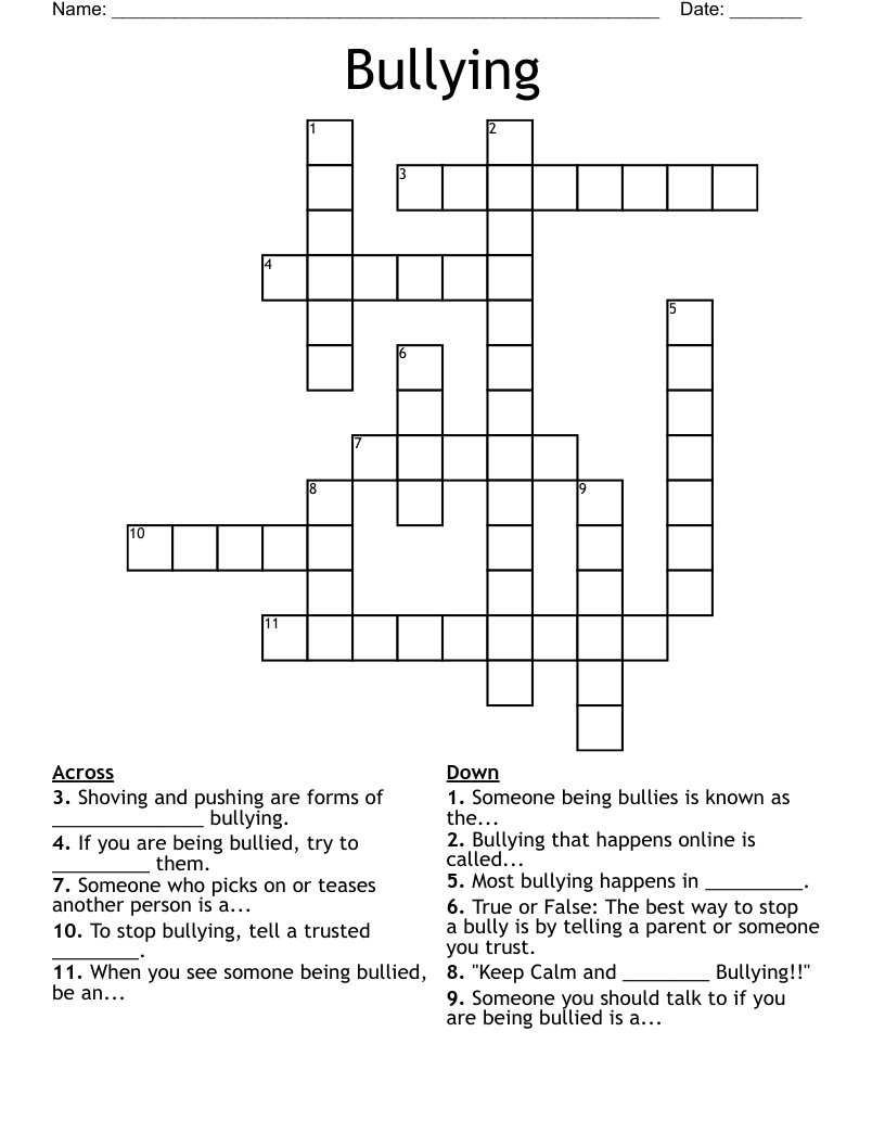 Bullying Crossword