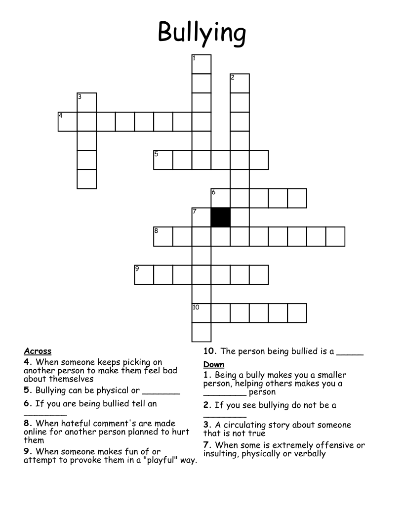 Bullying Crossword