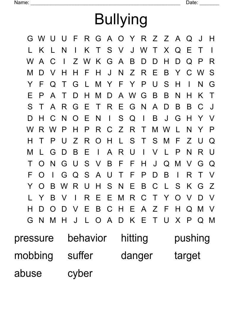 Bullying Word Search
