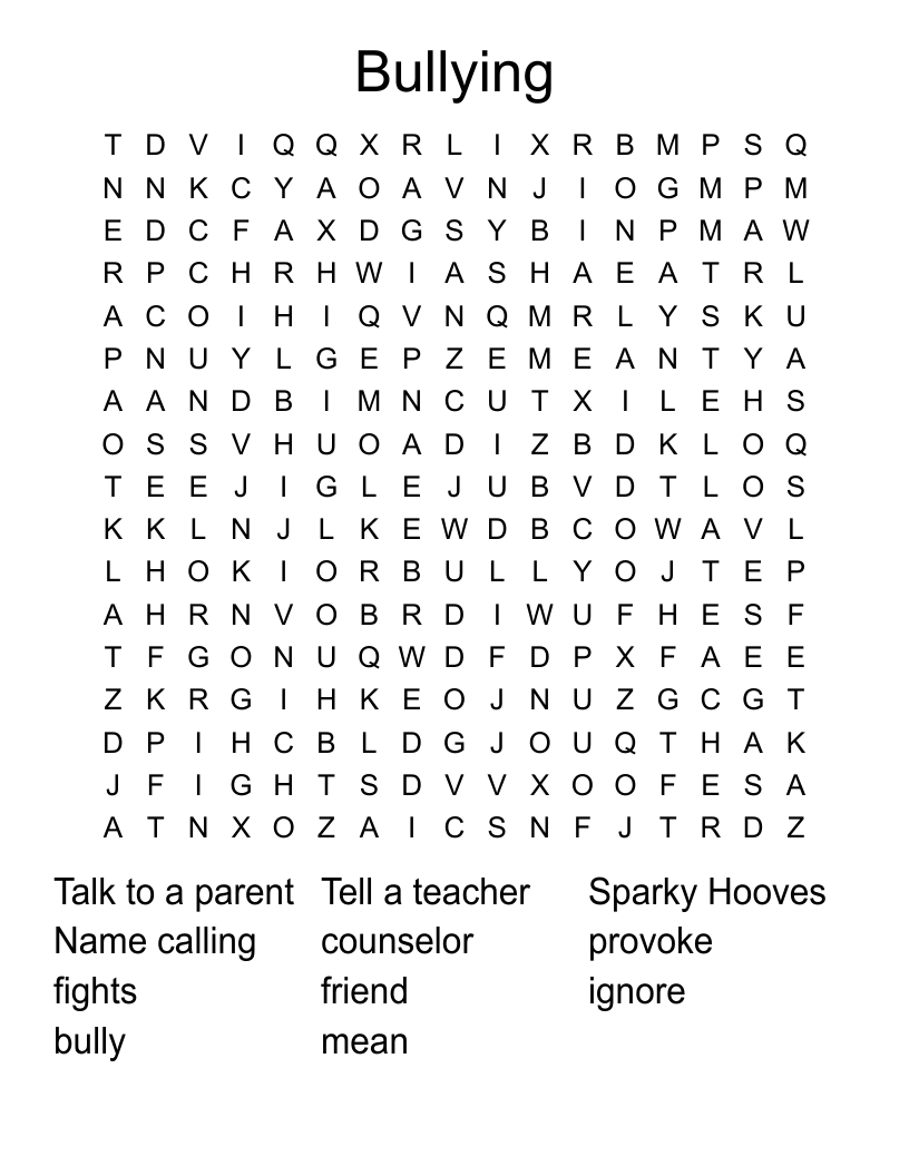 Bullying Word Search