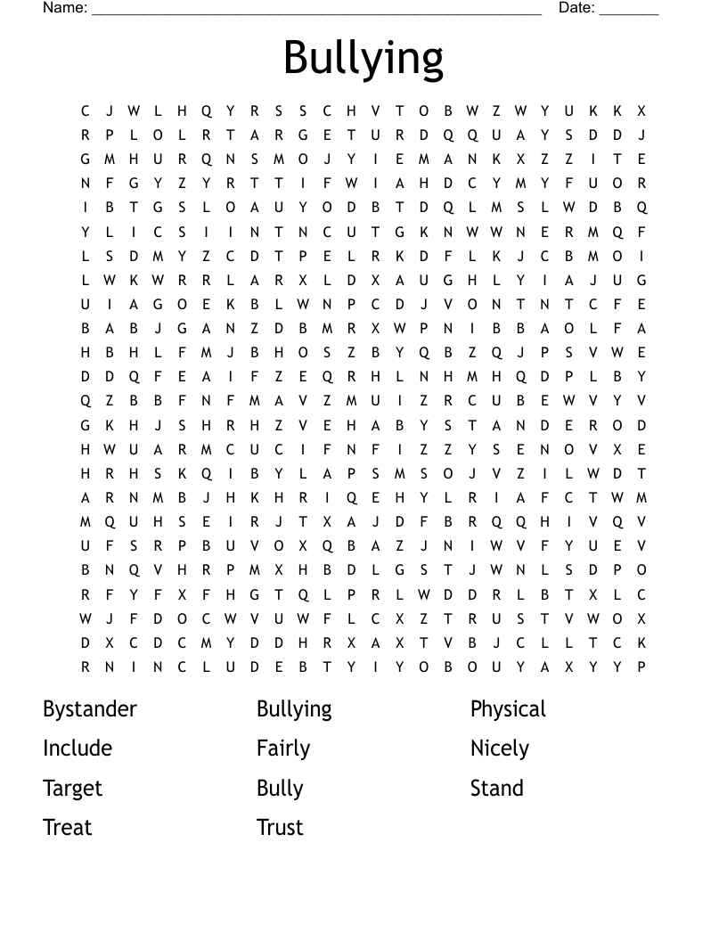 Bullying Word Search