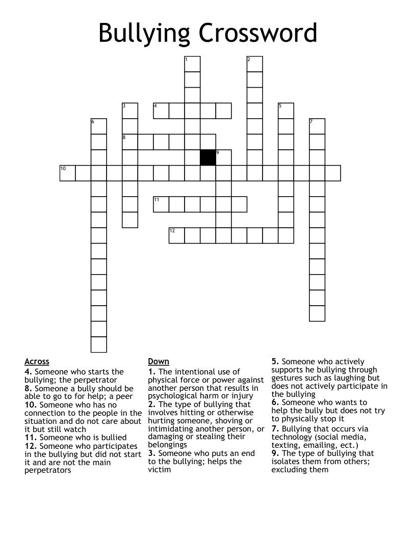 Bullying Crossword