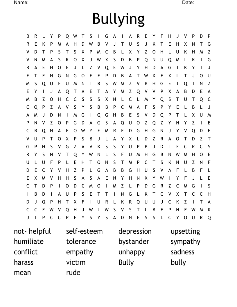 Bullying  Word Search