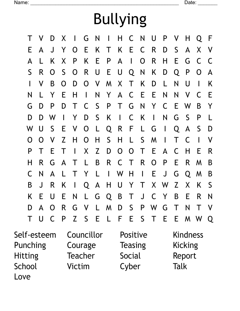Bullying  Word Search