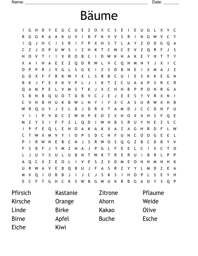 Bäume Word Search