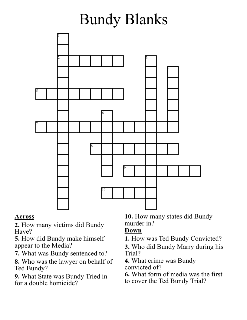 Bundy Blanks Crossword