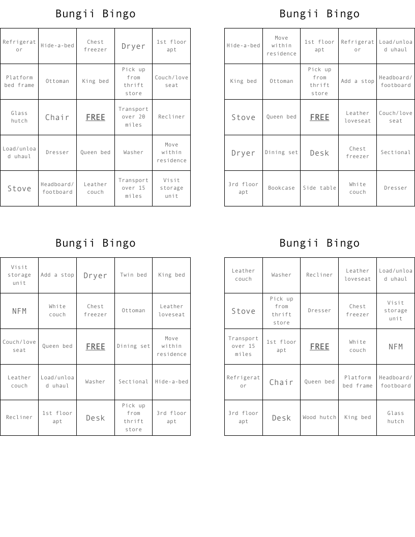 Bungii Bingo