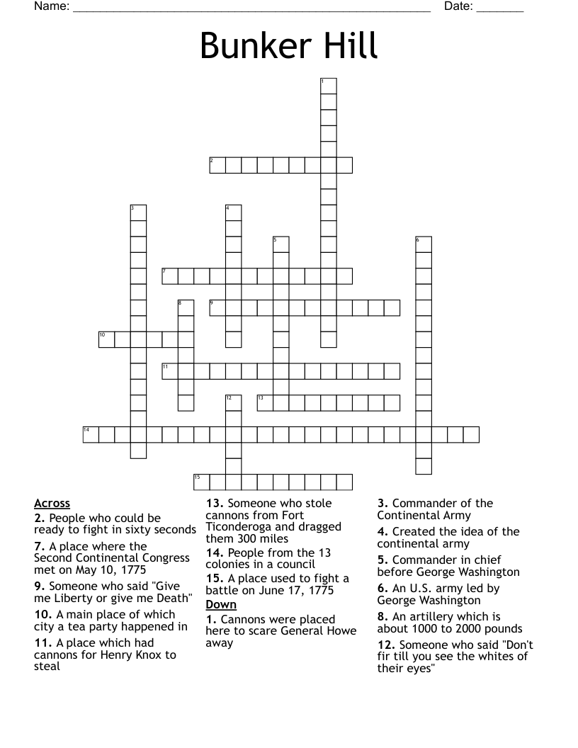 Bunker Hill  Crossword