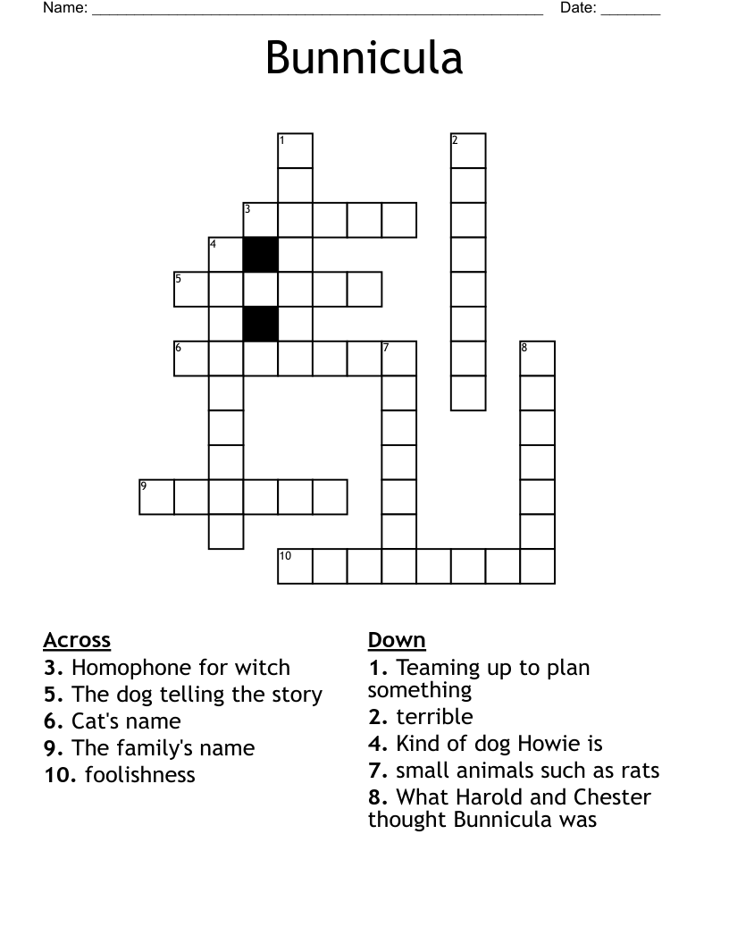 Bunnicula Crossword
